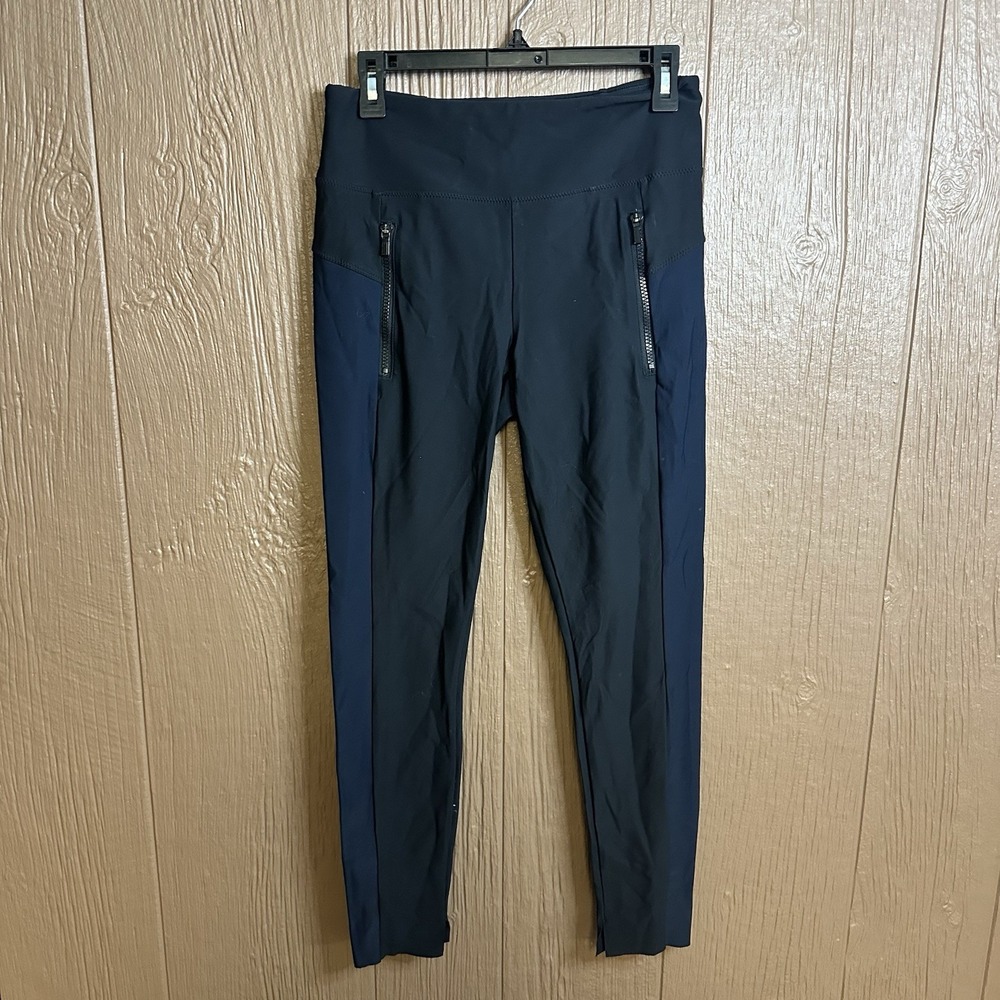 Athleta Stellar Tight‎ Leggings Women's Sz S Two Tone Black Navy Blue Activewear